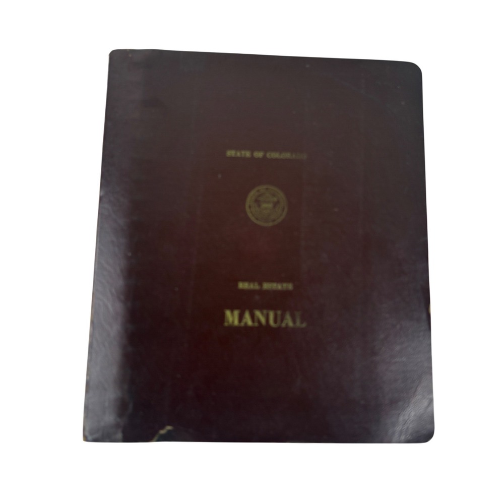 Vintage 1968 State of Colorado Real Estate Manual Burgundy‎ Binder Indexed Tabs